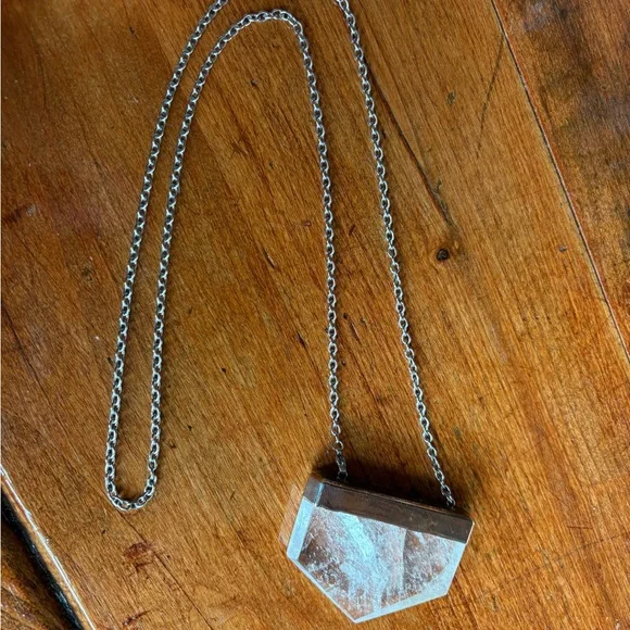 Silver and Clear Quartz Pendant Necklace - Picture 4 of 7